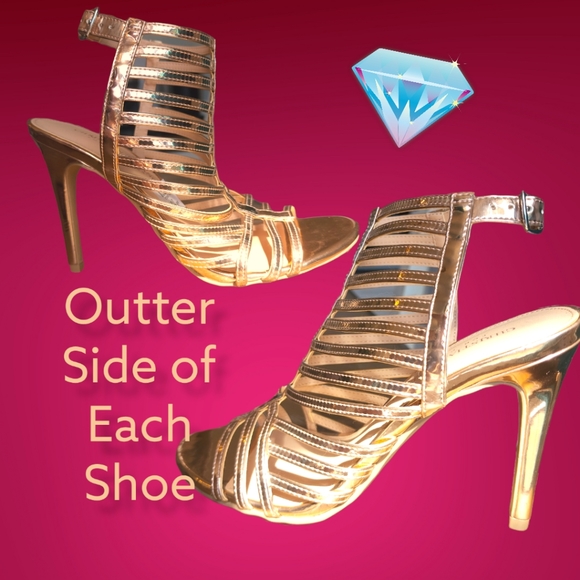 Christian Siriano Metallic Rose Gold Strappy Heels - Picture 2 of 4